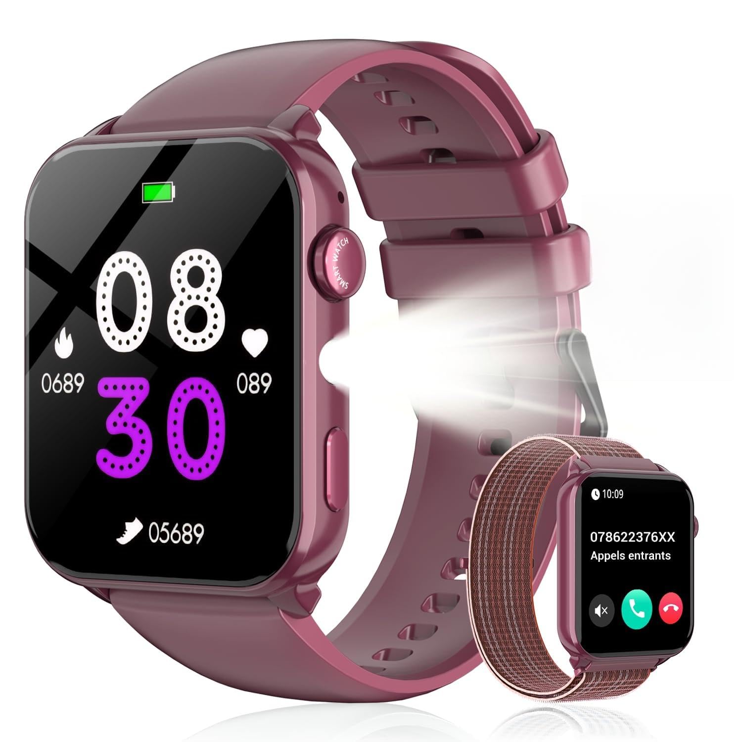 Smartwatch sportivo di alta qualità per attività all'aria aperta con illuminazione a LED, orologio fitness con monitoraggio dell'attività, touchscreen da 1,91 pollici, contapassi, e