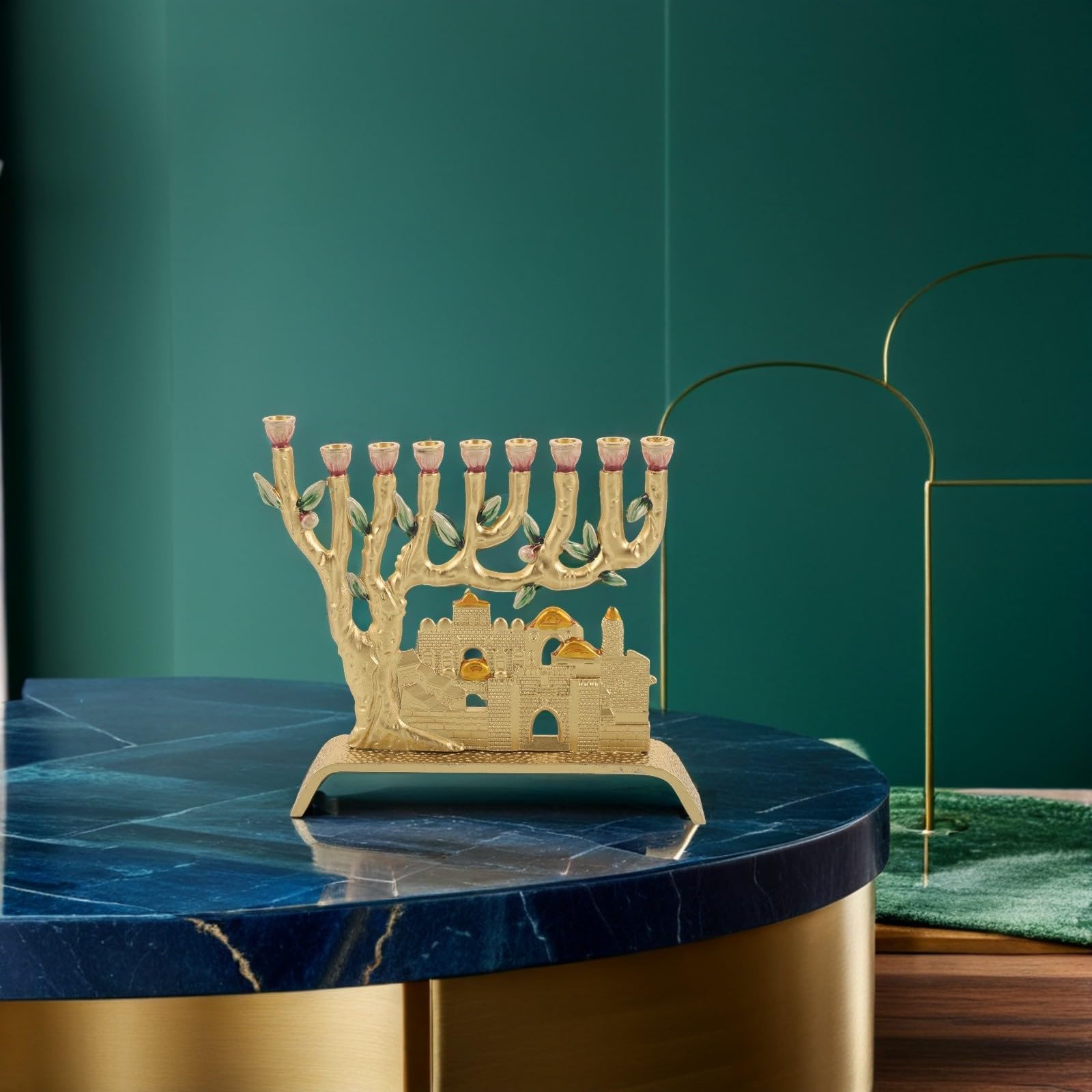 Lega di Alluminio Candelabro Oro Ebraico a Nove Bracci