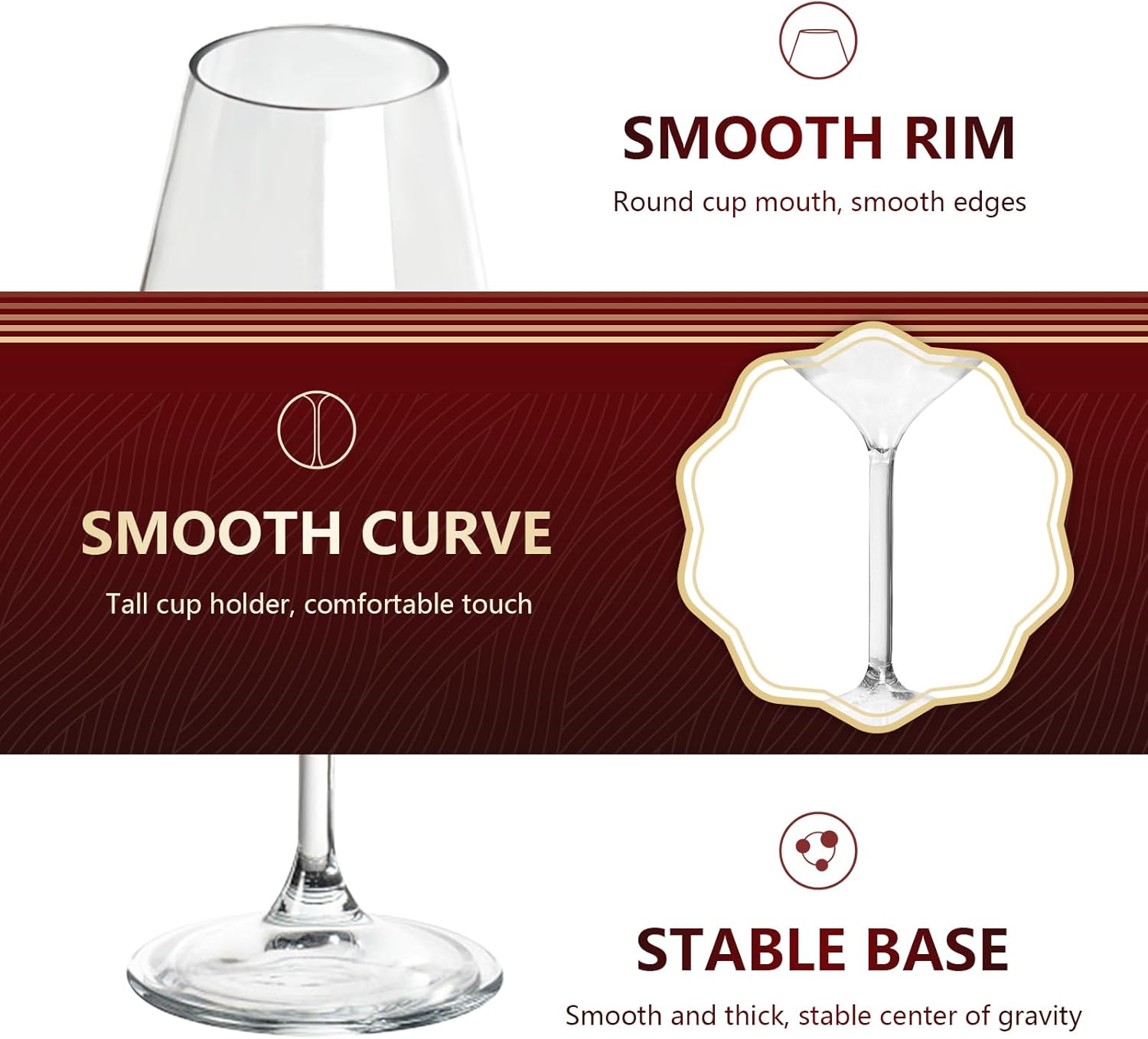 4 Pcs 15 oz Plastic Wine Glasses with Stem, Unbreakable Clear Goblets for Home Wedding Camping Travel, Reusable Floating Wine Cups for Poolside Party Picnic Outdoors - Image 3