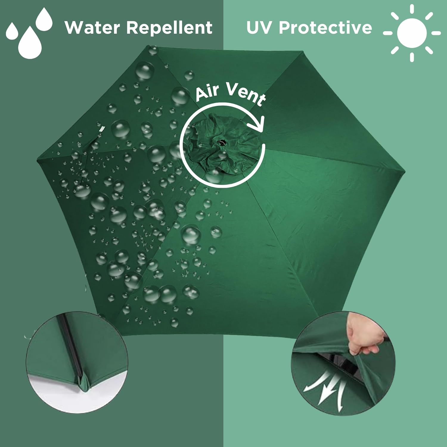 Sfmora 9ft Patio Umbrella Replacement Canopy for 6 Ribs, Outdoor Umbrella Canopy ONLY, Market Umbrella Top, Water-Resistant & UV-Protective
