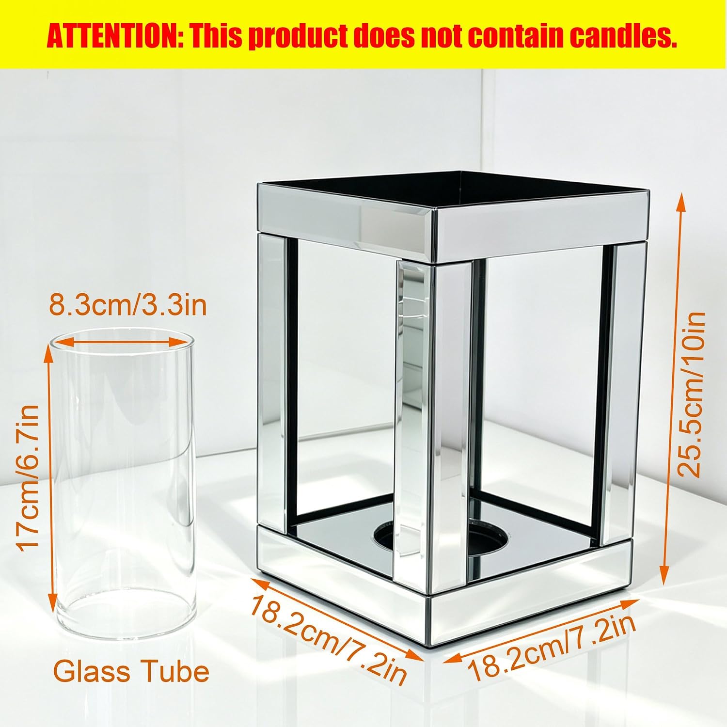Windproof Glass Hurricane Candle Holder with Iron Frame for Table Decor