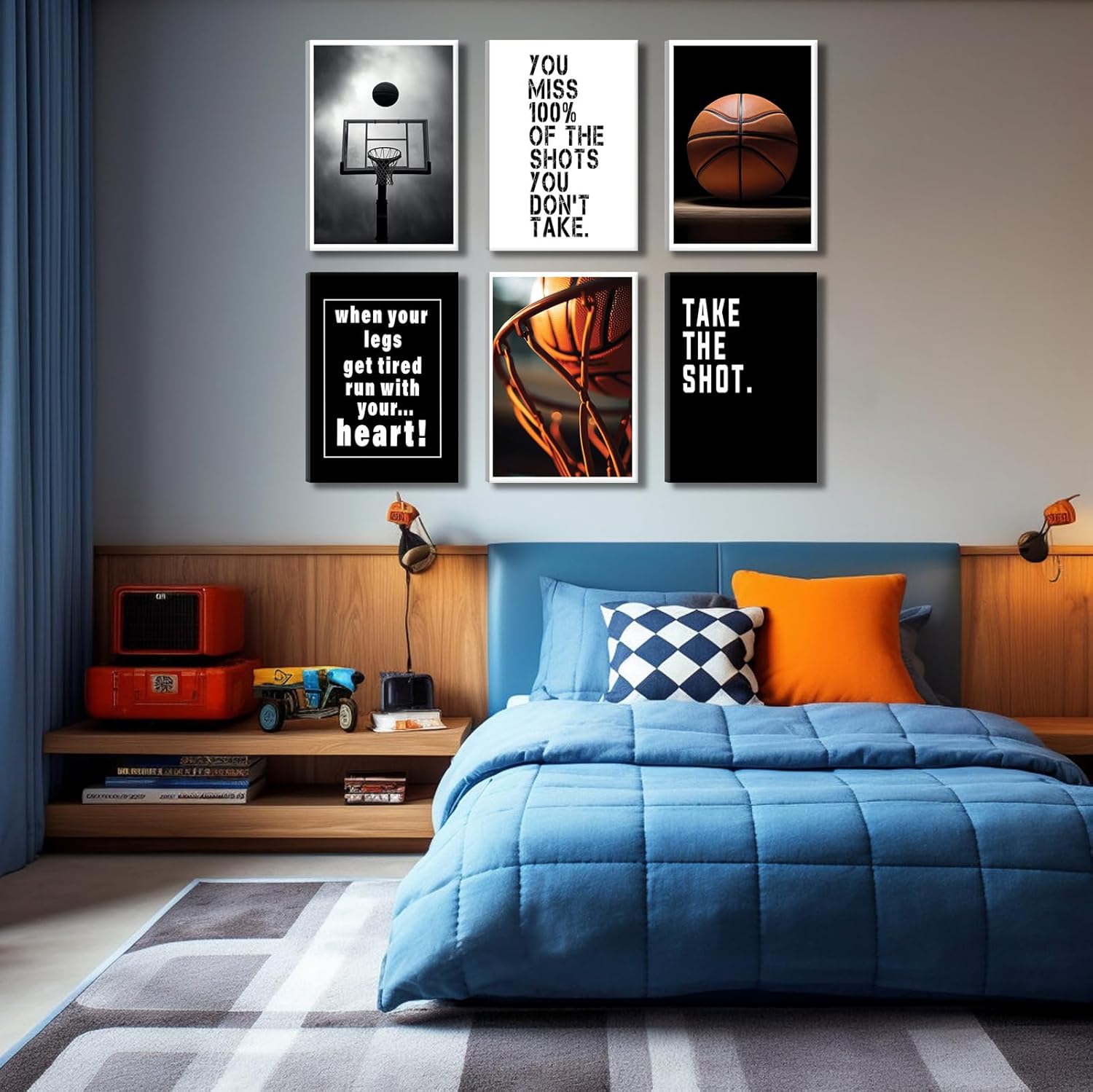 Basketball Canvas Wall Art Basketball Sport Theme Painting Picture Wall Decor Basketball Art Black and White Motivational Quotes Poster Print Artwork for Teen Boys Room basketball room Home Decor (canvas, 8x10in)