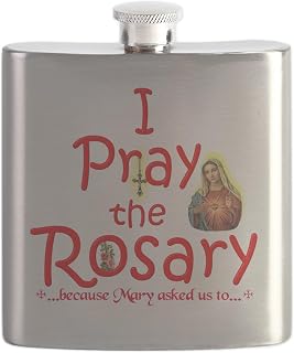 CafePress 2 Pray10X10Red Flask 7 oz Stainless Steel Drinking Flask