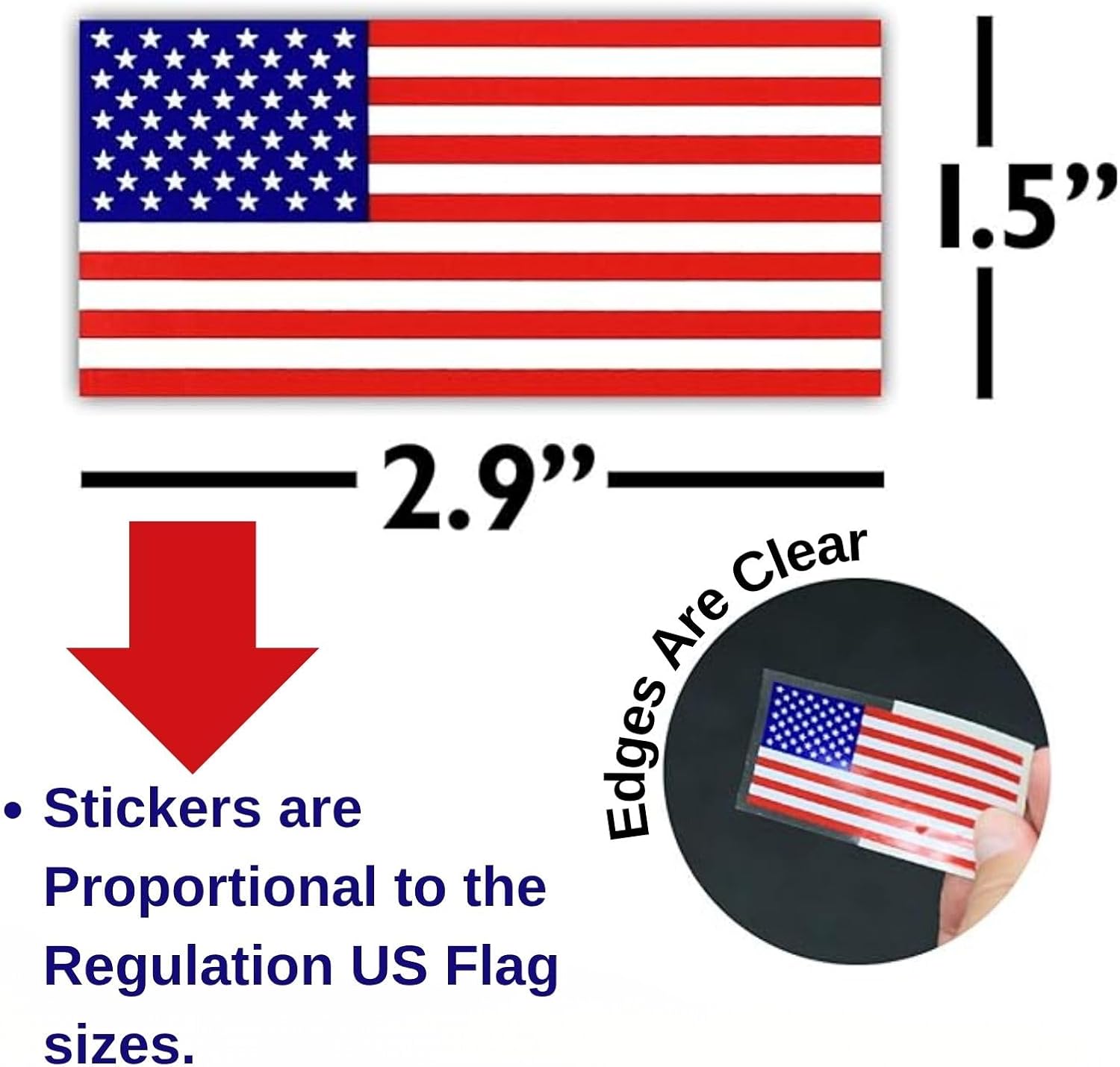 American Flag Hard Hat Stickers (3pack) Waterproof Heavy Duty Vinyl Decals for Helmets Curved Surface Fit Made in USA 1.5 x 2.9 inches