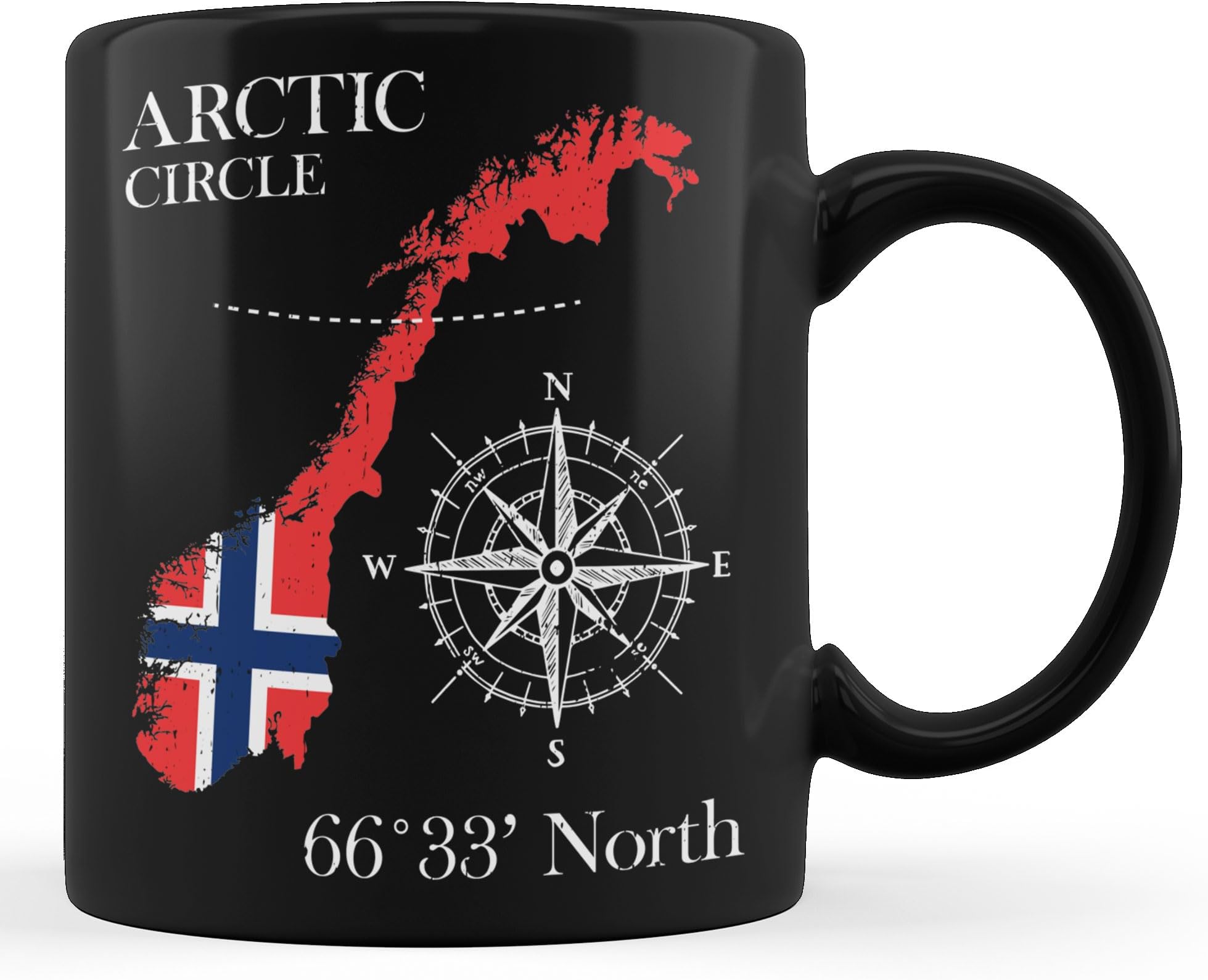 Coffee Mug Norway Arctic Circle -North Norge Norwegian Flag Black Tea Cup Safe Ceramic Cup Coloured Work Mug for Teacher Anyone Office 330ML