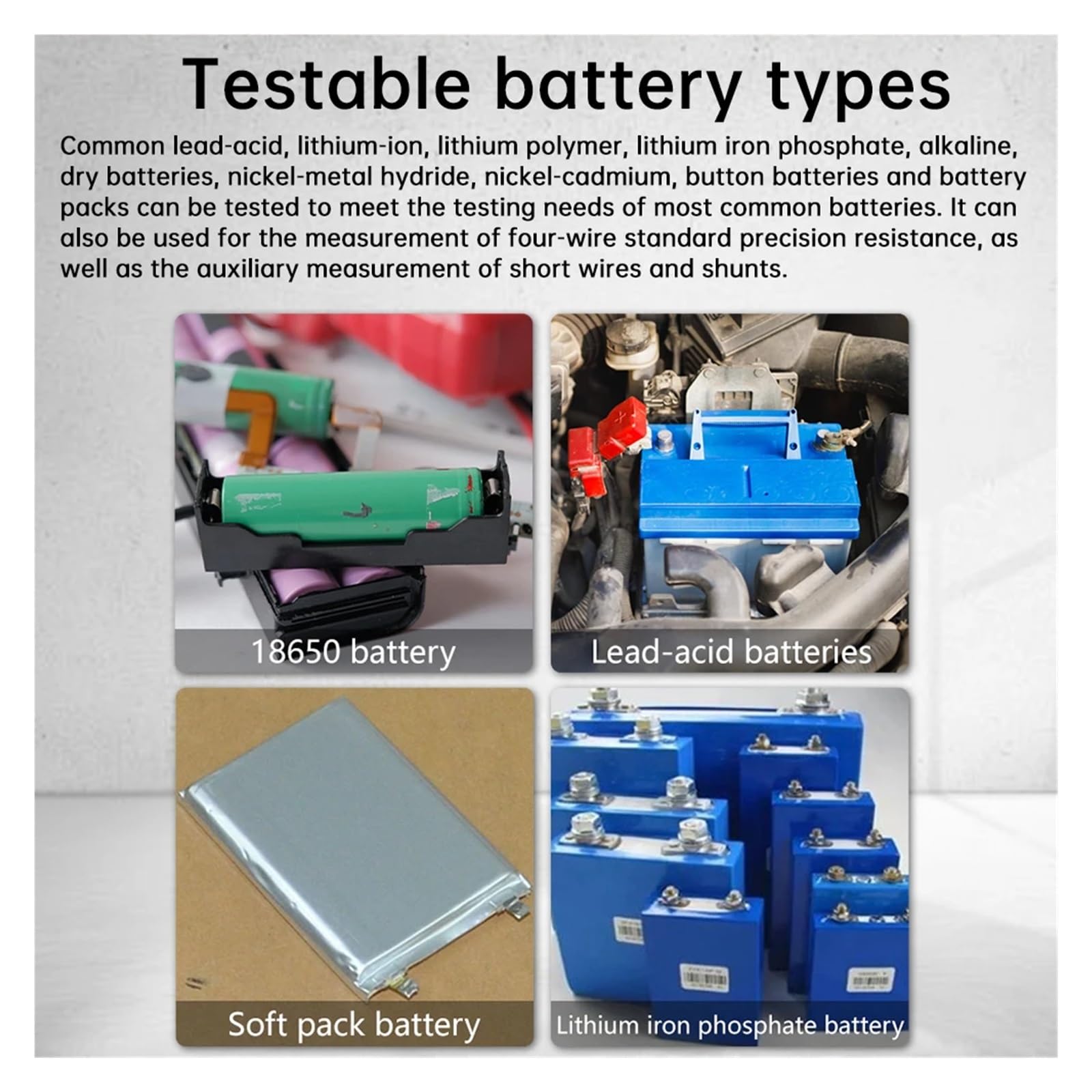 YR1030 Tester rezystancji wewnętrznej baterii litowej DC 0-100 V Wysokiej precyzji tester baterii 4-przewodowy przyrząd do pomiaru rezystancji(1)