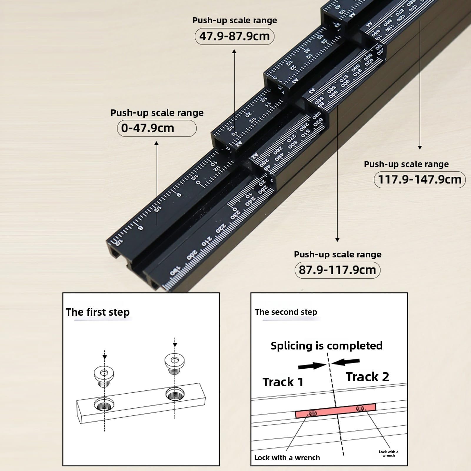 Naroote Juego de Rieles para Sierra Circular, de Guía Paralela de Aleación de Aluminio, Limitadores Ajustables, Herramienta para Trabajar la Madera con Lupa, Ideal para Carpintería y Carpintería