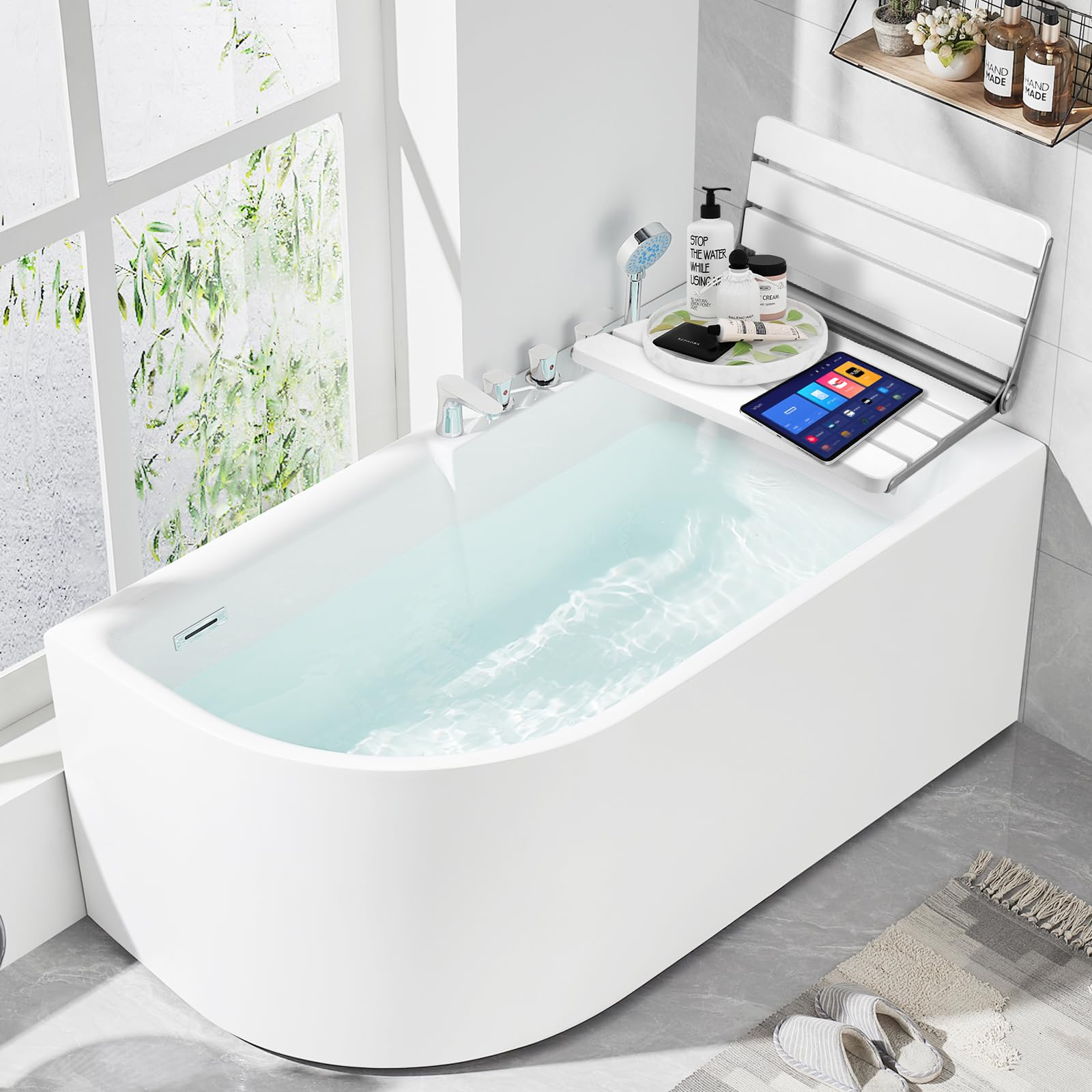 Amazon.co.jp: 18インチ チーク材 折りたたみシャワーシート 壁