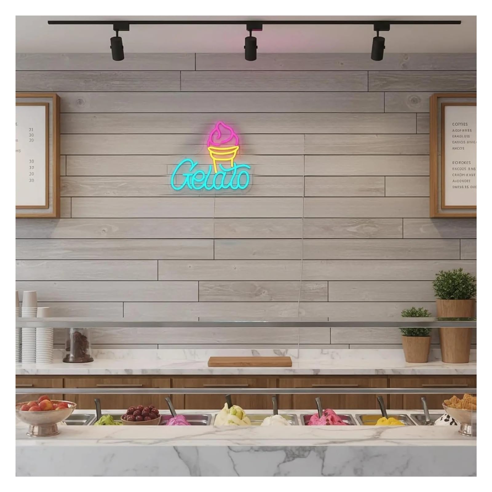 Insegna al Neon Insegna Al Neon A LED Per Gelato | Gelateria Italiana Lampada Al Neon Cafe Dessert Store Camera Da Letto 37x33.4cm