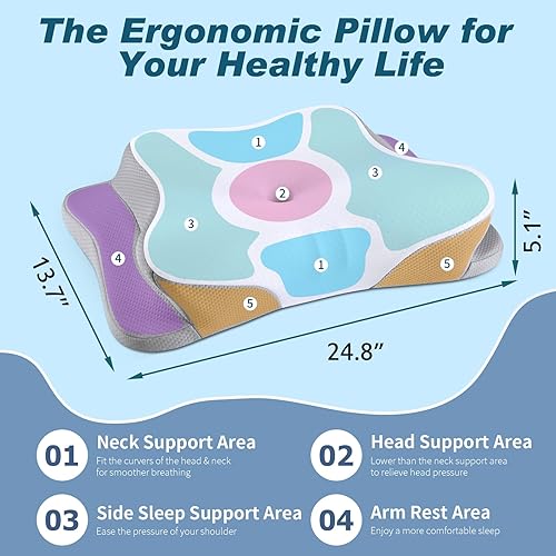 Miniatura 2 de Almohada cervical para el cuello  Almohada ergonómica refrescante de apoyo para el cuello para dormir, almohadas ortopédicas de espuma viscoelástica