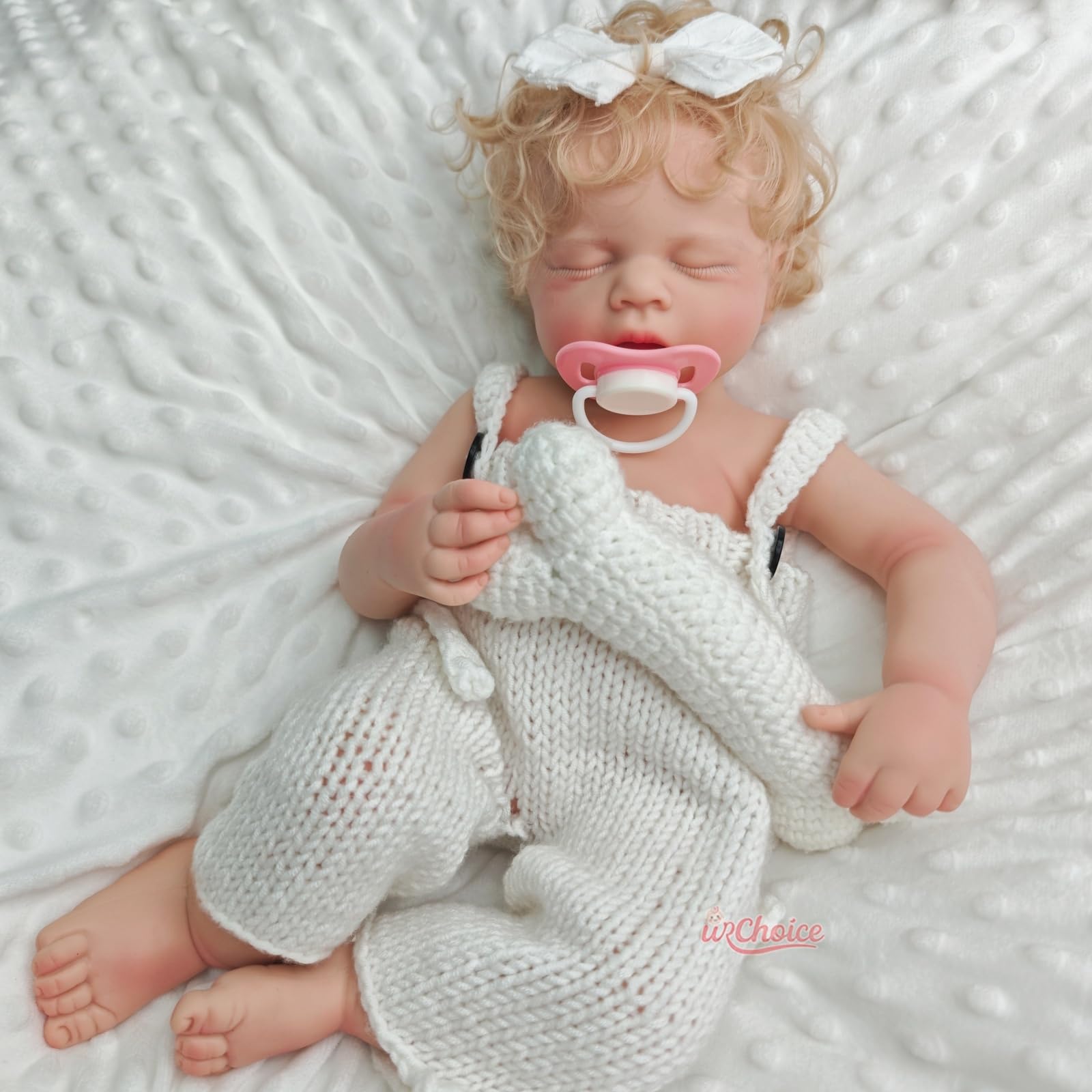 20 Zoll Vollkörper-Silikon-Babypuppe mit Haaren, 50 cm lebensechte Reborn-Babypuppe mit geöffnetem Mund, schlafende Neugeborenen-Puppe, anatomisch korrekt (Girl)