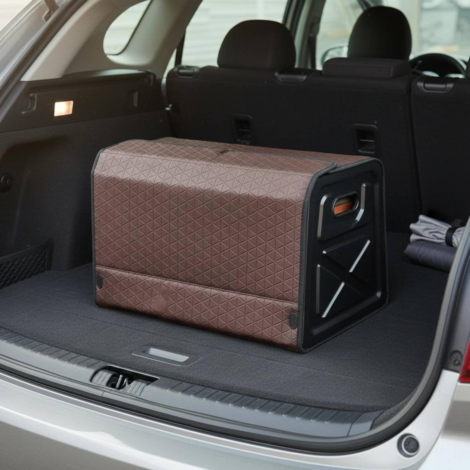 Faltbarer Kofferraum Organizer Auto Aufbewahrungskiste Klappdeckel zur Sortierung von Einkäufen Und Reiseutensilien für Familienautos Pendler Fahrten, Rot