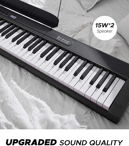 Miniatura 3 de Starfavor SP-150W Piano digital, teclado ponderado de 88 teclas con acción de martillo, 2 altavoces de 30 W, 200 ritmos, 238 tonos, teclado de piano