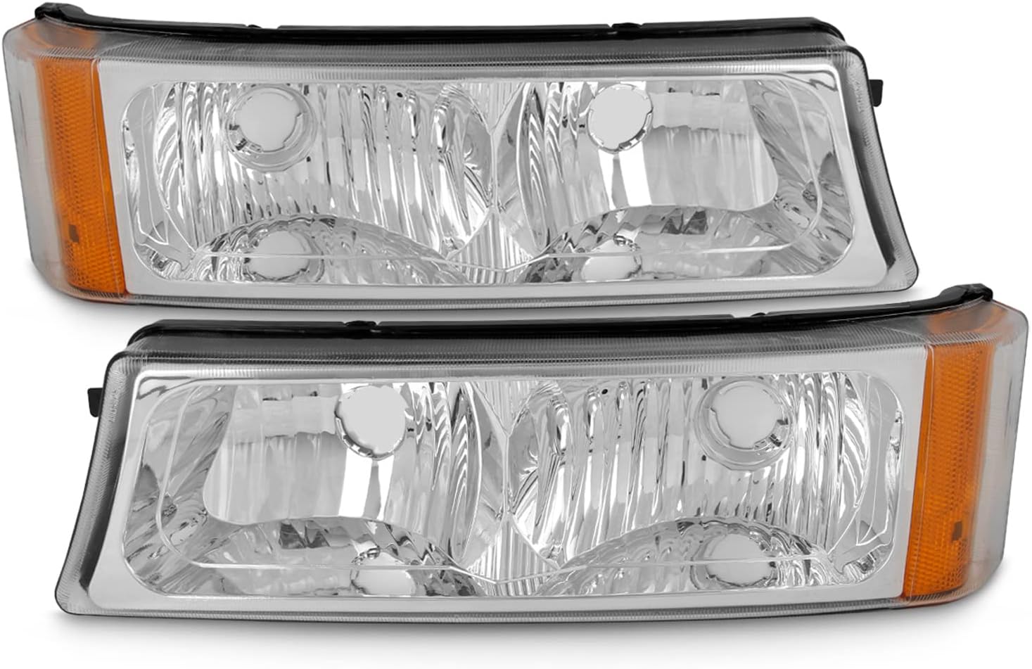 AKKON - For 2003-2006 Chevy Silverado/Avalanche Chrome Bumper Turn Signal Parking Lights Lamps Left + right Pair