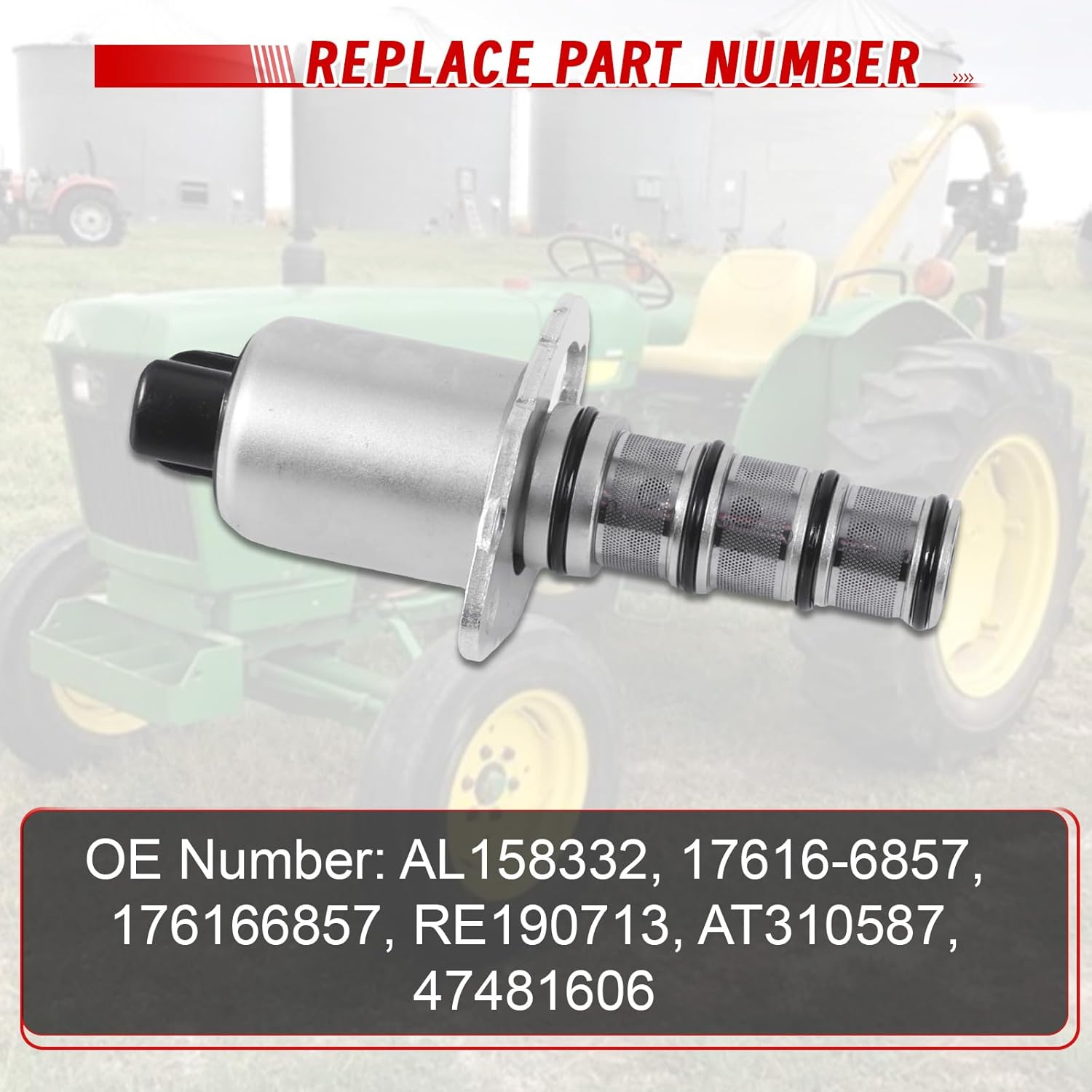 Solenoid Valve, AL158332 17616-6857 176166857 1pc Engine Solenoid Valve Replacement for John Deere Engine 4039TL001 4039TL003 for Tractor 6110 6120 6210 6310 6330 6400 7130 7230