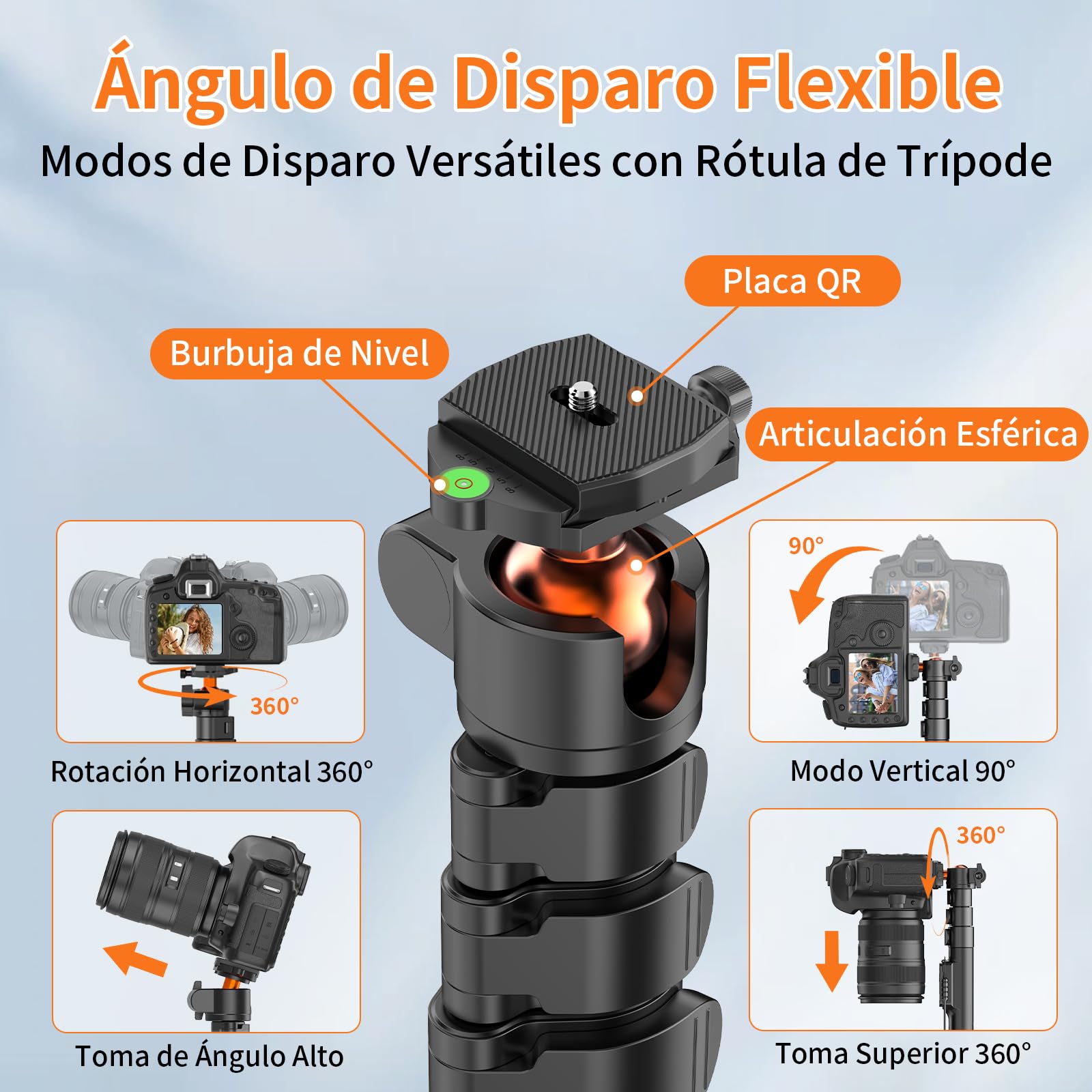 XXZU 191cm Tripode Camara, Tripode para Movil con Control Remoto, Tripode Camara de Aluminio con Soporte para Teléfono y Rótula de 360°,Tripod para Cámara Digital/Smartphone/Luz de Anillo/Webcam