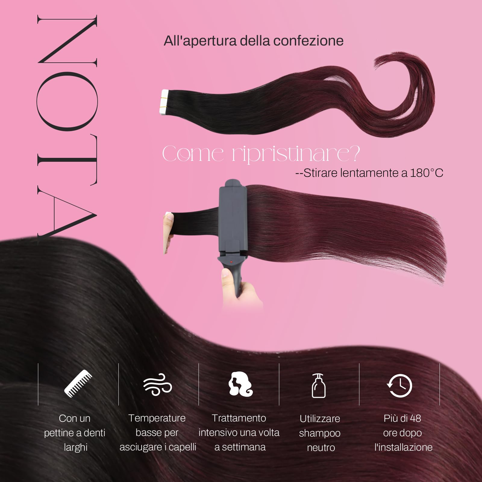 Moresoo Extension Adesive 35 cm #1B/99J + Biadesivo Bundle