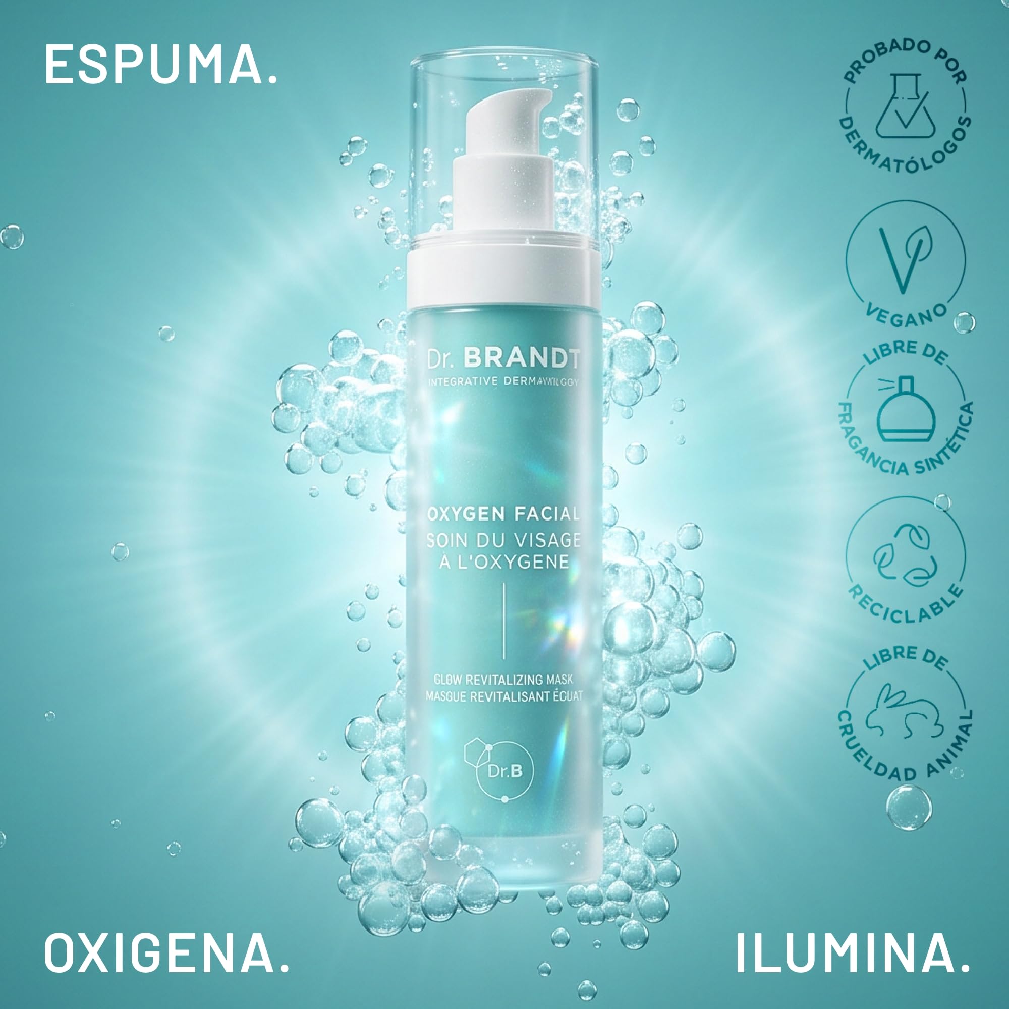 Dr. Brandt Oxygen Facial Glow Revitalizing Mask - Revitaliza visiblemente la piel y potencia su luminosidad en minutos - Apta para todo tipo de pieles y tonos de piel - 50 ml