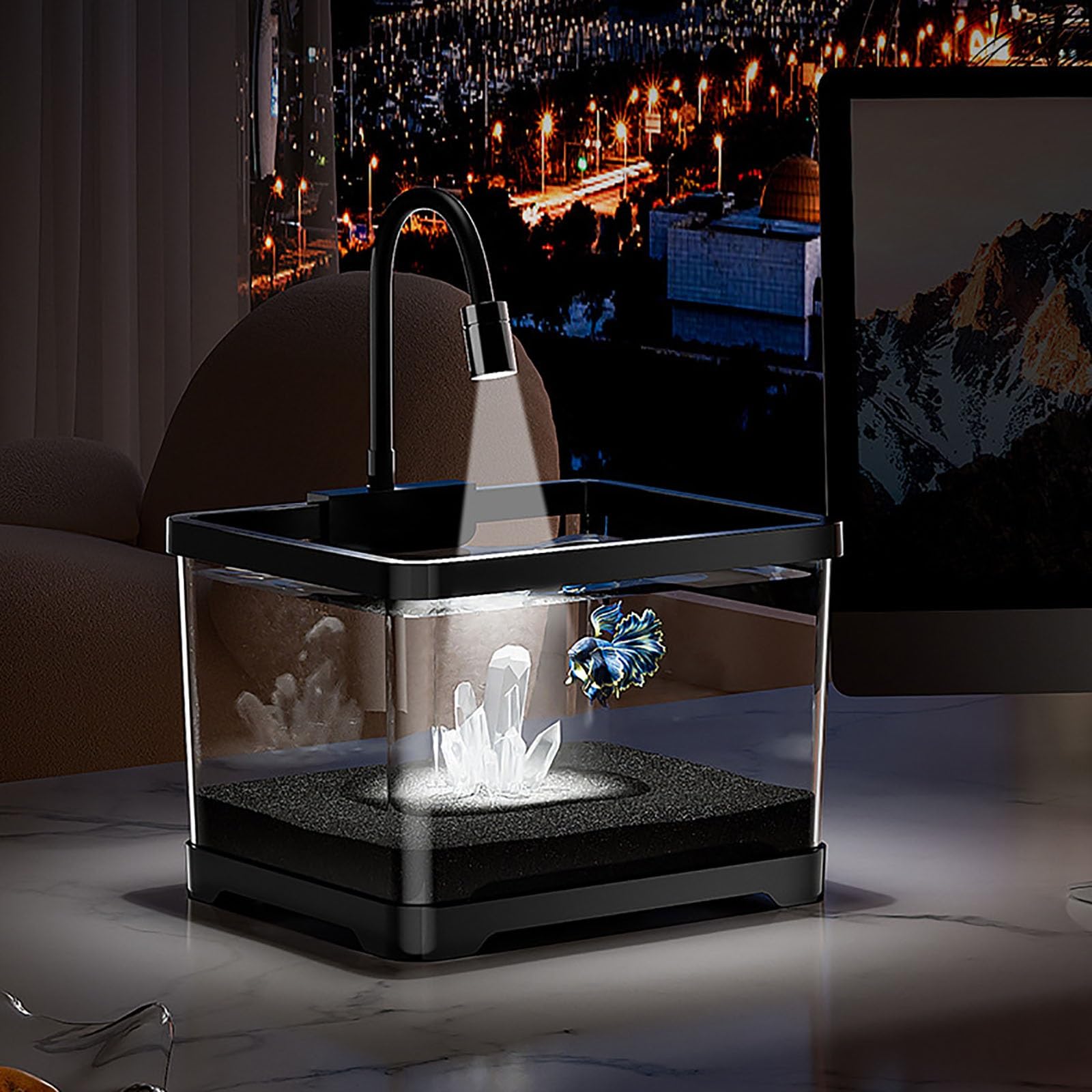Aquarium Komplett Set, Aquarium Starter Kits Fischtank Tropenfischaquarium,Desktop-Mini-Aquarium