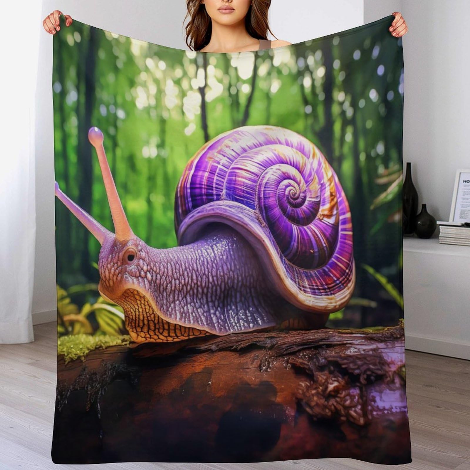 Couverture polaire escargots 140x180cm pour lit et canapé en peluche