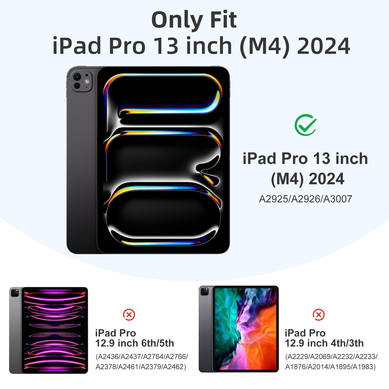 Funda para iPad Pro de 13 pulgadas 2024 (M4) con soporte para lápices, cubierta trasera de TPU suave para iPad Pro 13, soporte triple, soporte para lápiz Pro y lápiz (USB-C), encendido y