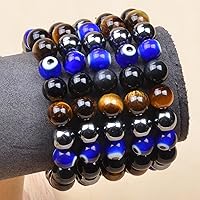 Vista 254 de MASSIVE BEADS Pulsera elástica de yoga hecha a mano con piedra natural, cristal curativo, energía, regalos para adultos unisex de 0.157 in, 0.236