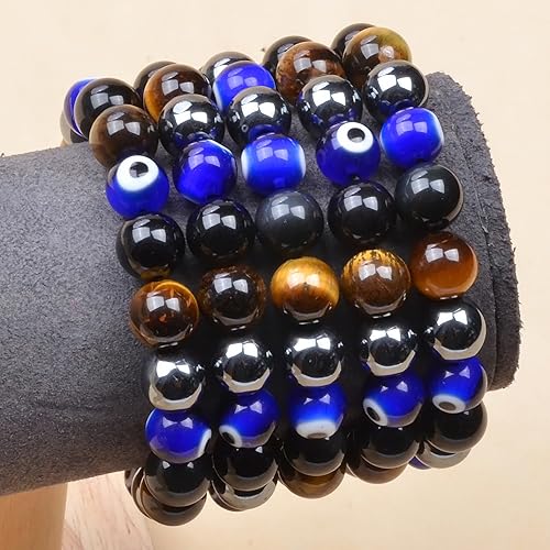 Vista 254 de MASSIVE BEADS Pulsera elástica de yoga hecha a mano con piedra natural, cristal curativo, energía, regalos para adultos unisex de 0.157 in, 0.236