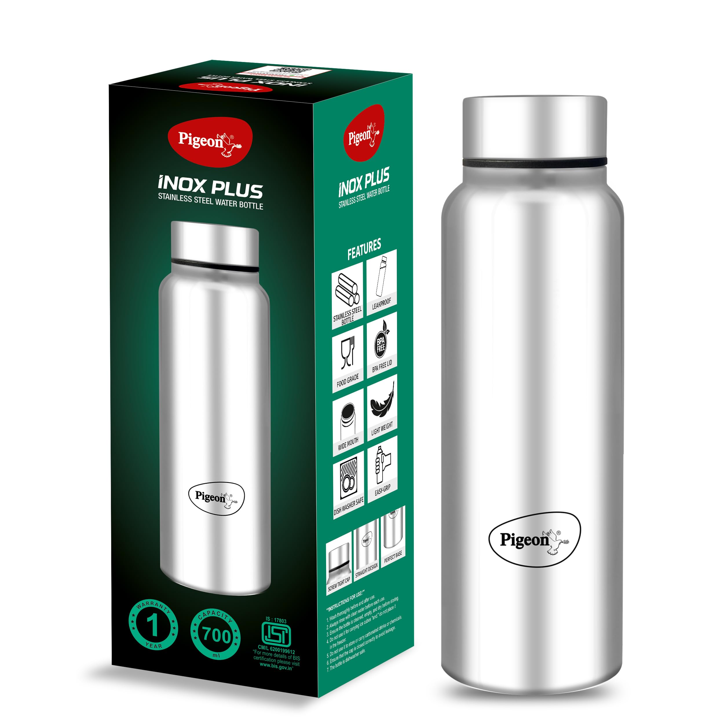 by Stovekraft Inox Hydra Plus Stainless Steel Drinking Water Bottle 700 ml - Silver (1 year Warranty)