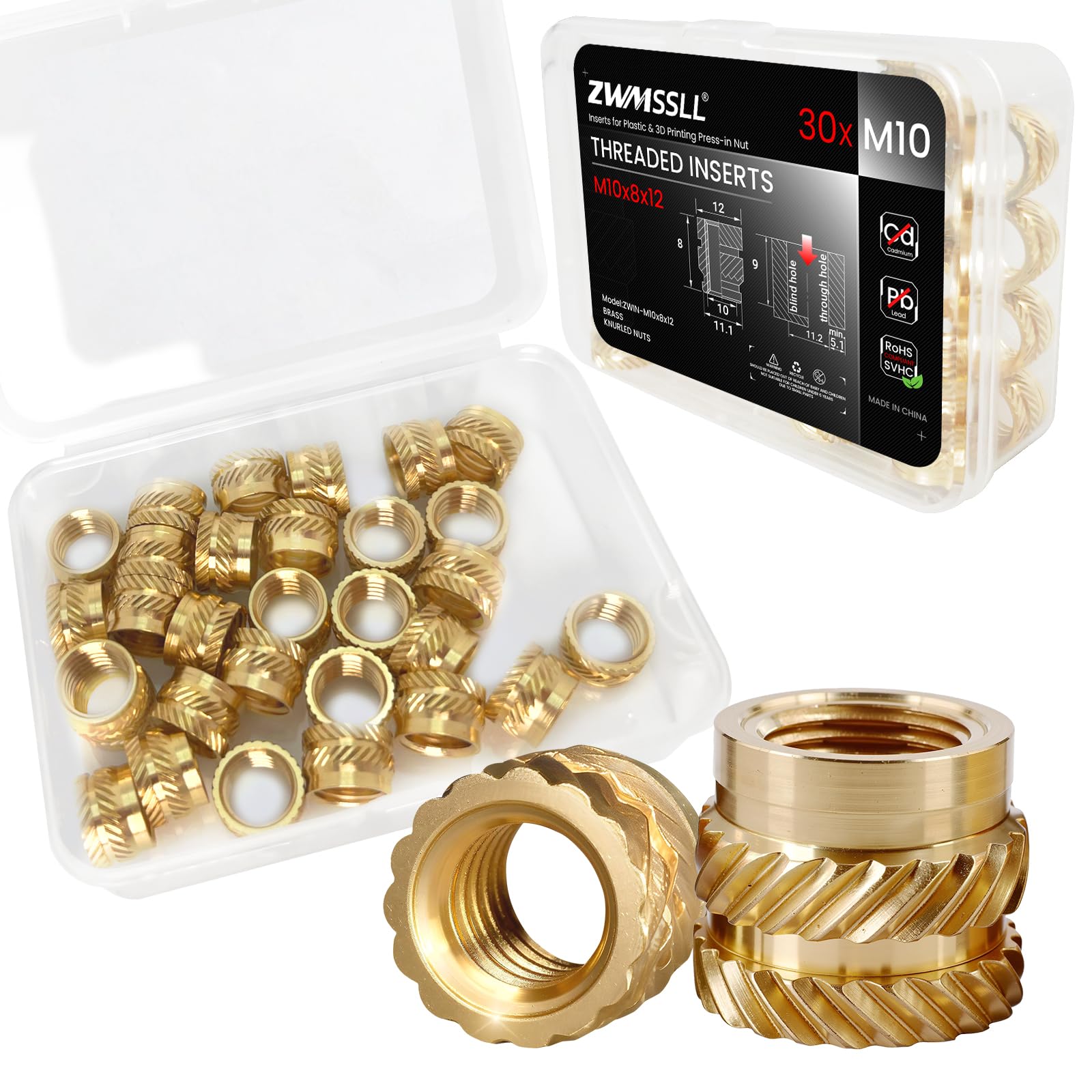 Brass Threaded Inserts for 3D Printing -12 Brass Threaded Inserts for 3D Printing -12