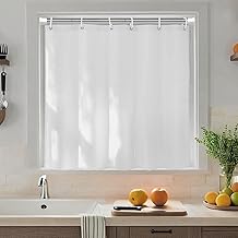 AooHome Shower Curtain, Small Bathroom Window, Blind, Waterproof, Mildew Resistant, Room Divider, Rings Included, Washable, Easy Install, 31.5 in (80 cm) Long, White