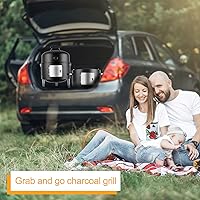 Vista 2 de Charcoal BBQ Grill, Heavy Duty 3-in-1 Barbecue Smoker Grill for Garden Camping Outdoor Cooking and Grilling