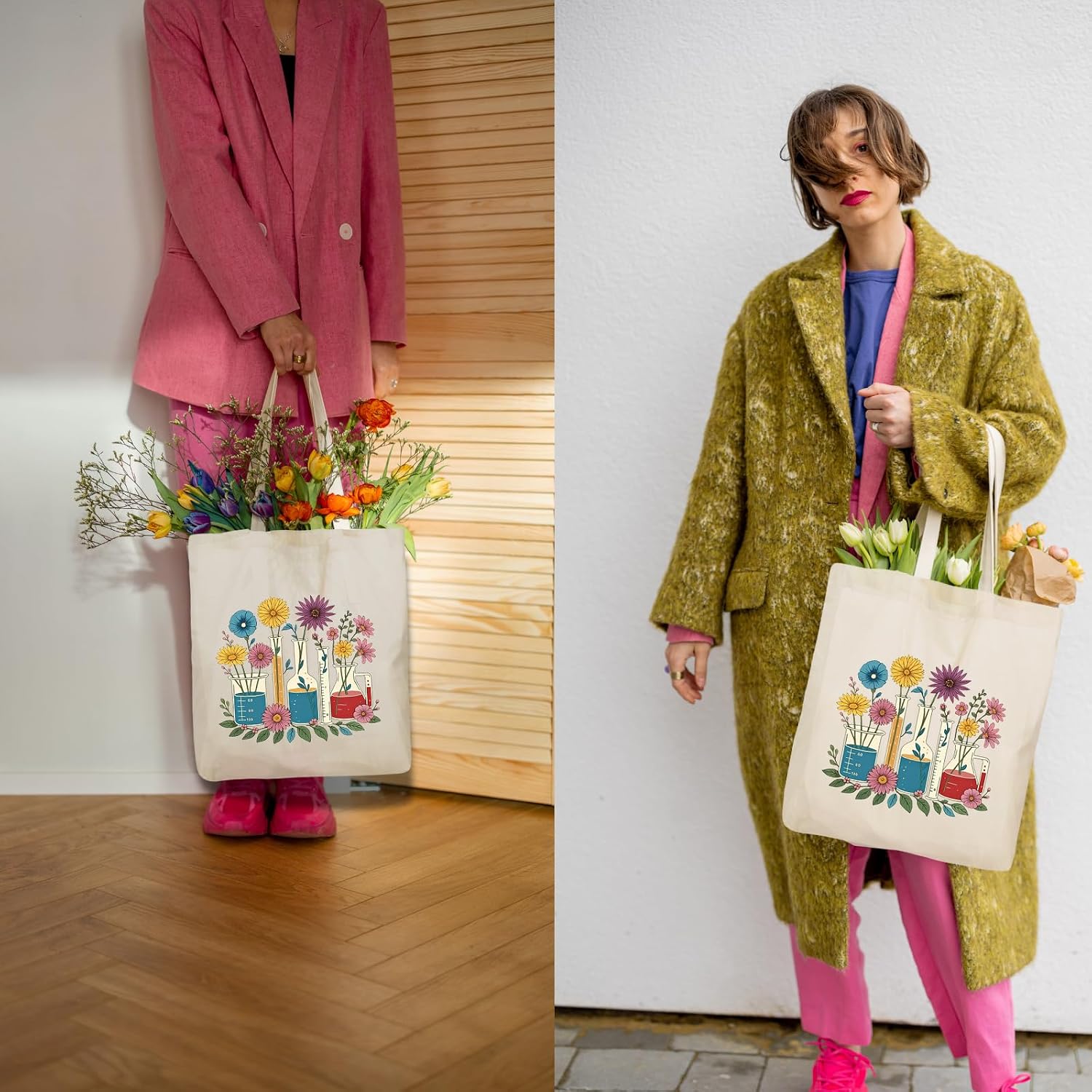 Aesthetic Canvas Tote Bag for Women with Inner Pocket image 2