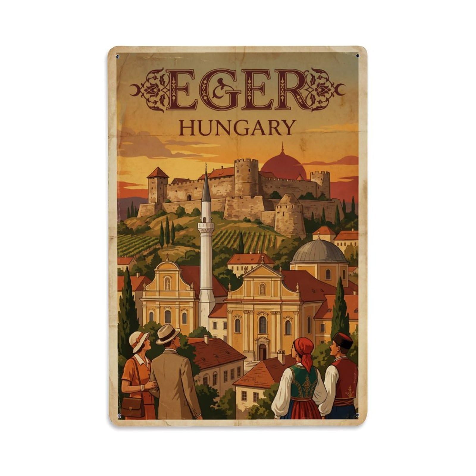 Travel Retro Hungary Eger Metal Tin Sign