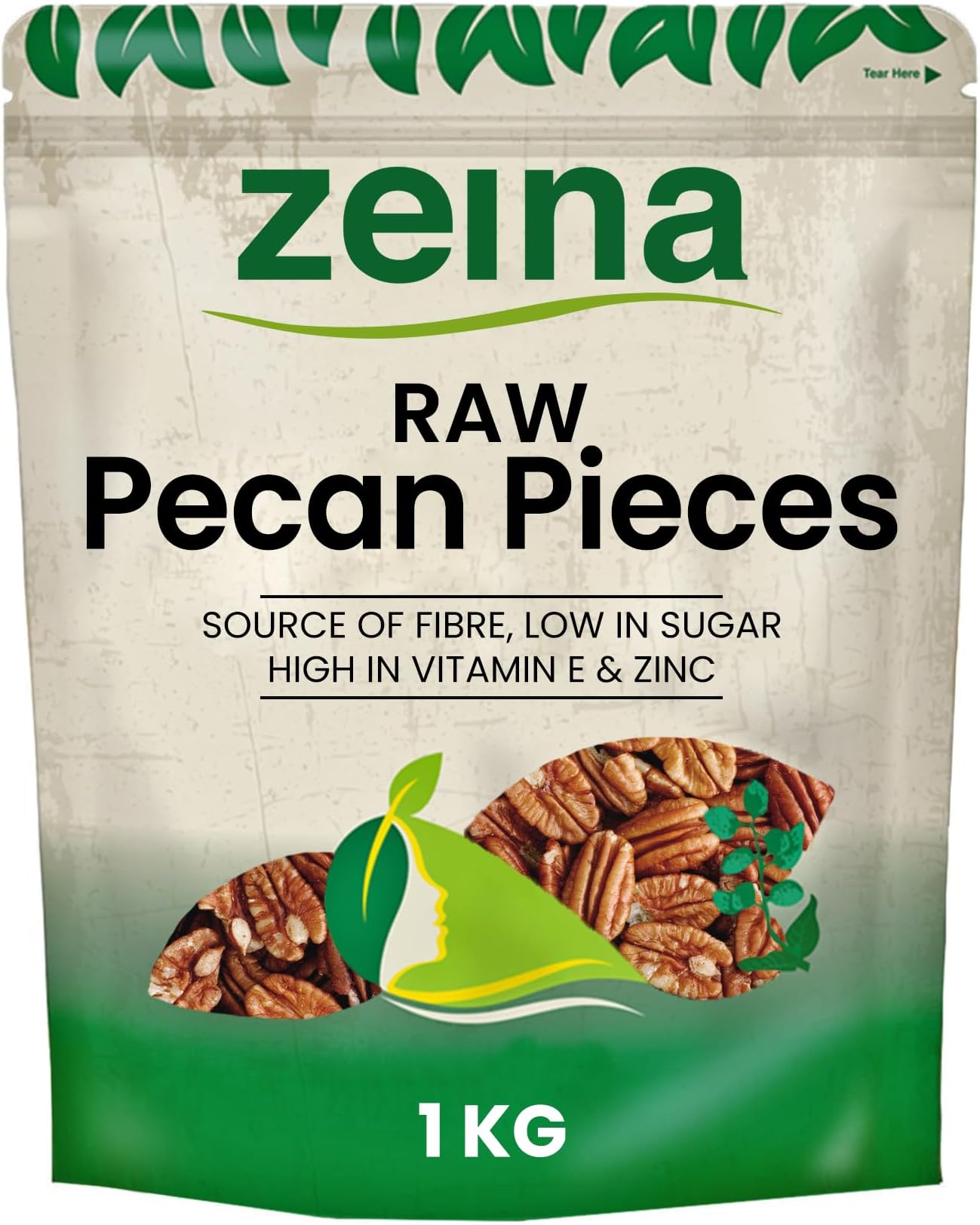 Zeina Pecan Pieces (1Kg) - Naturally Gluten-Free and Vegan Approved Pecan Nut Pieces with Fibre, Minerals and Vitamin E