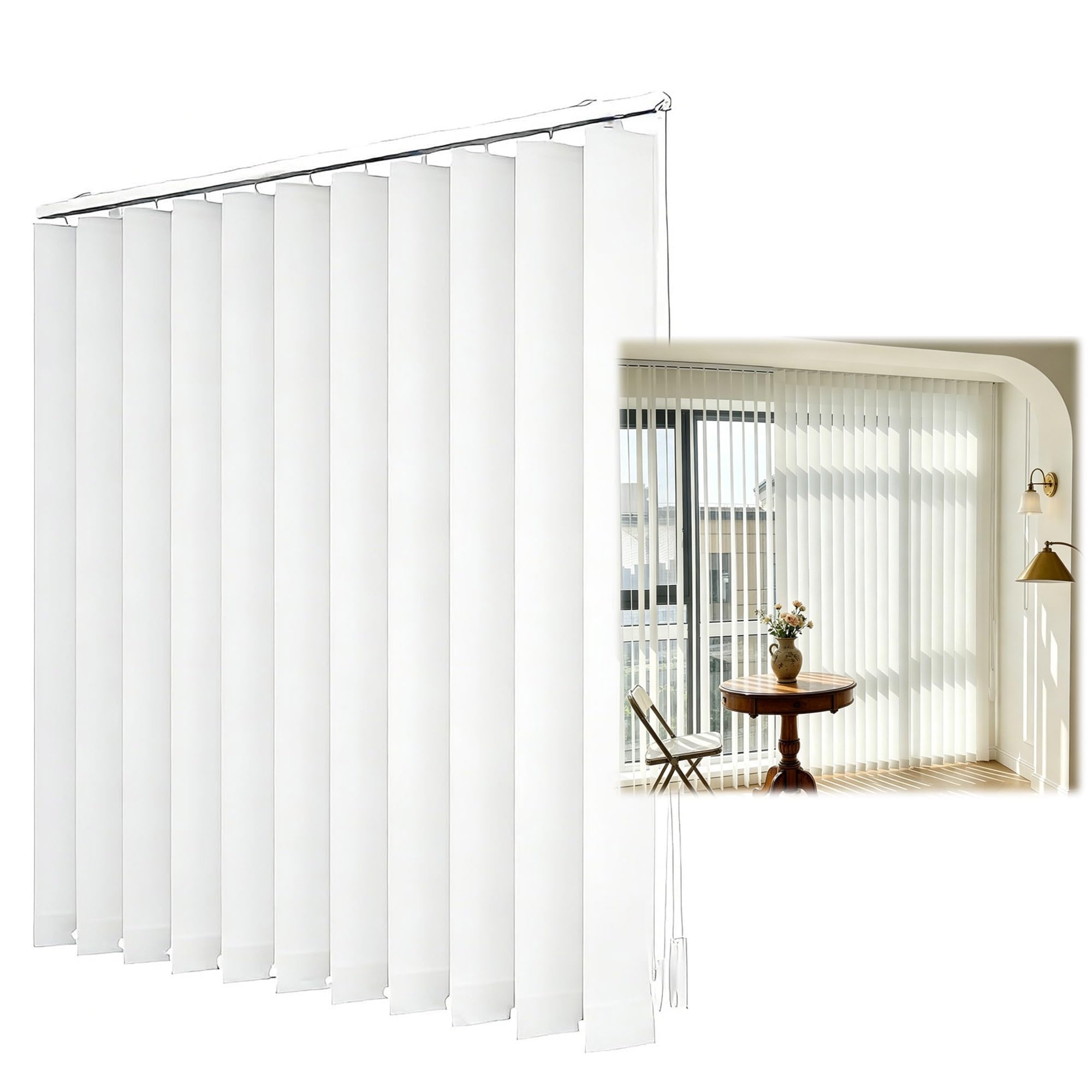 Générique Occultant Store à Lamelles Verticales 70 130 170 300 200 90 100 160 190 cm, Rideau Coulissant Blanc en Tissu pour Maison Appartement, Stores Californien Kit Complet Anti-UV(100cmWx100cmH)