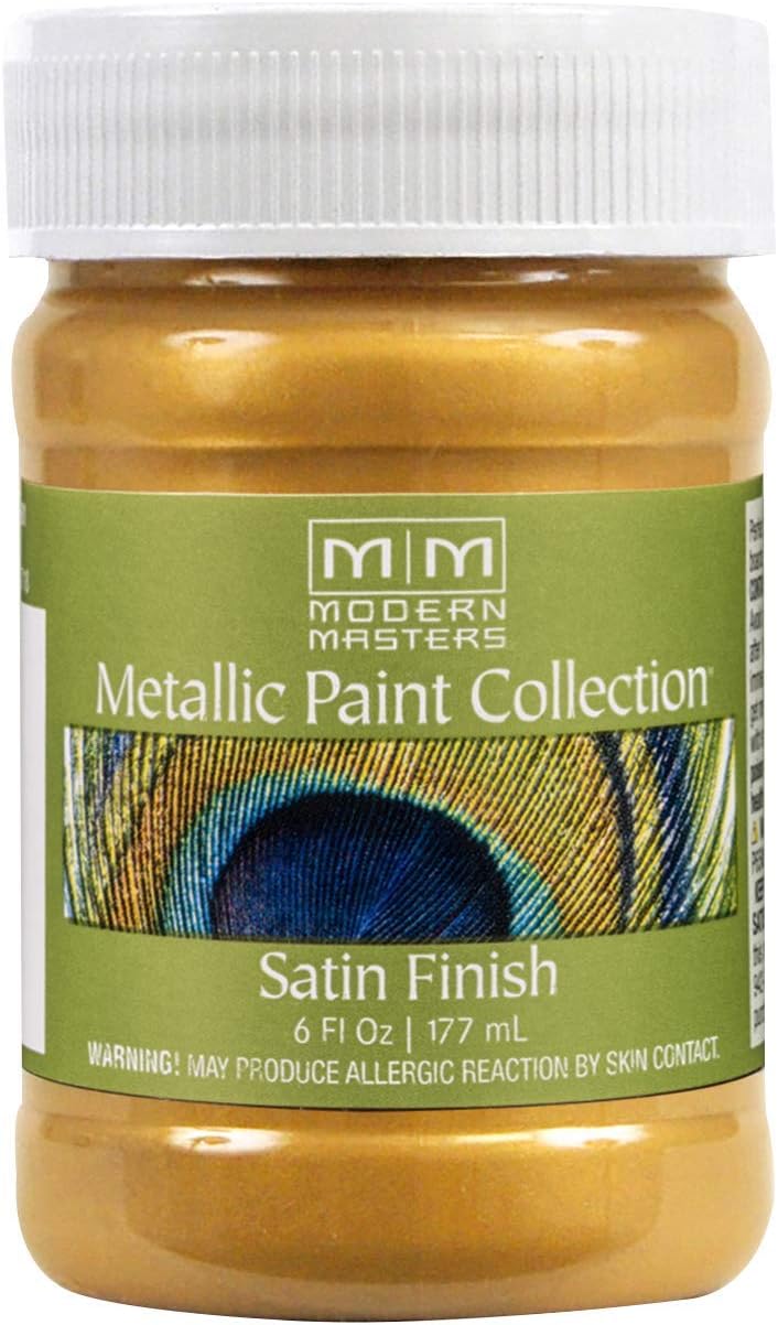 6 oz Modern Masters ME200 Pale Gold Metallic Paint Collection, Satin Water-Based Decorative Metallic Paint