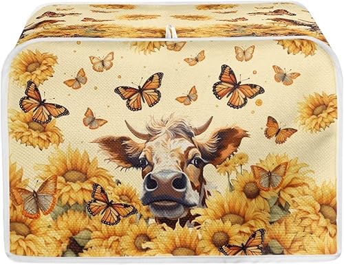 Baxinh Cubierta para tostadora con estampado de mariposas y girasoles para antipolvo y huellas dactilares, electrodomésticos pequeños de cocina,