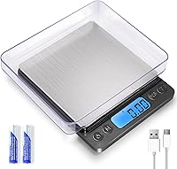 MEIYA 1000g/0.01g Digital Kitchen Food Scale - Precision Gram Scale USB Rechargeable, Tare PCS 9 Units for Cooking Baking Jewelry