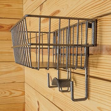 Schneiders Easy-Up Pro 20 Stall Front Grooming Basket and Tack Rack | Portable or Mounted | Rust-Resistant Finish | Holds Grooming Tools and Tack | Color Gray Armor