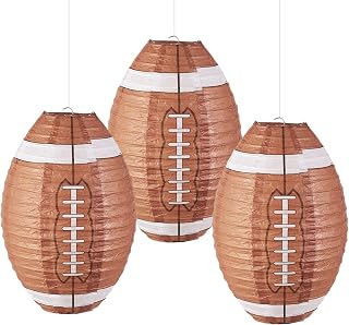 Football Paper Lanterns, Football Birthday Party Decorations,Football Party favors for Outdoor Backyard Sports Game Prizes Football Game Day Easy Joy 3 PCS 12''