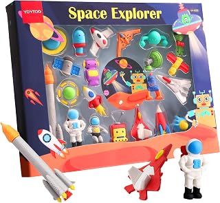 21Pcs Space Erasers Kids Pencil Erasers Bulk Puzzle Eraser Desk Space Mini Take Apart Erasers Toys Student Classroom Prizes Rewards Game Prizes Back to School Supplies Kids Party Favors Gift