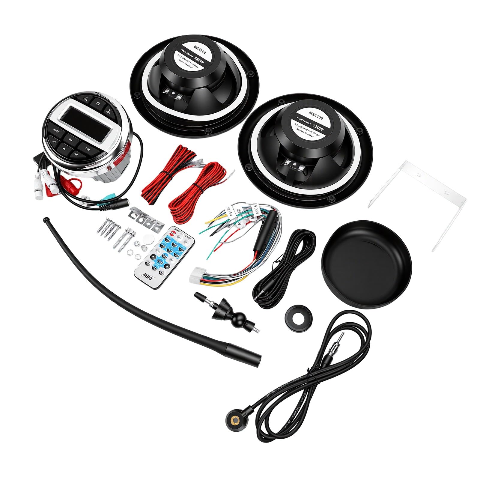 Akozon Kit de Altavoces con Reproductor Multimedia Bluetooth Marino