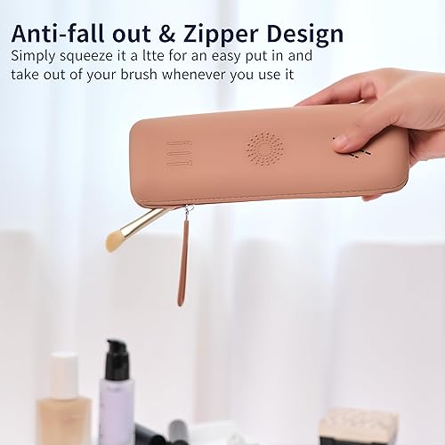 Miniatura 5 de NELSHP Soporte grande para brochas de maquillaje de viaje, organizador portátil de silicona para brochas cosméticas, bolsa de herramientas de