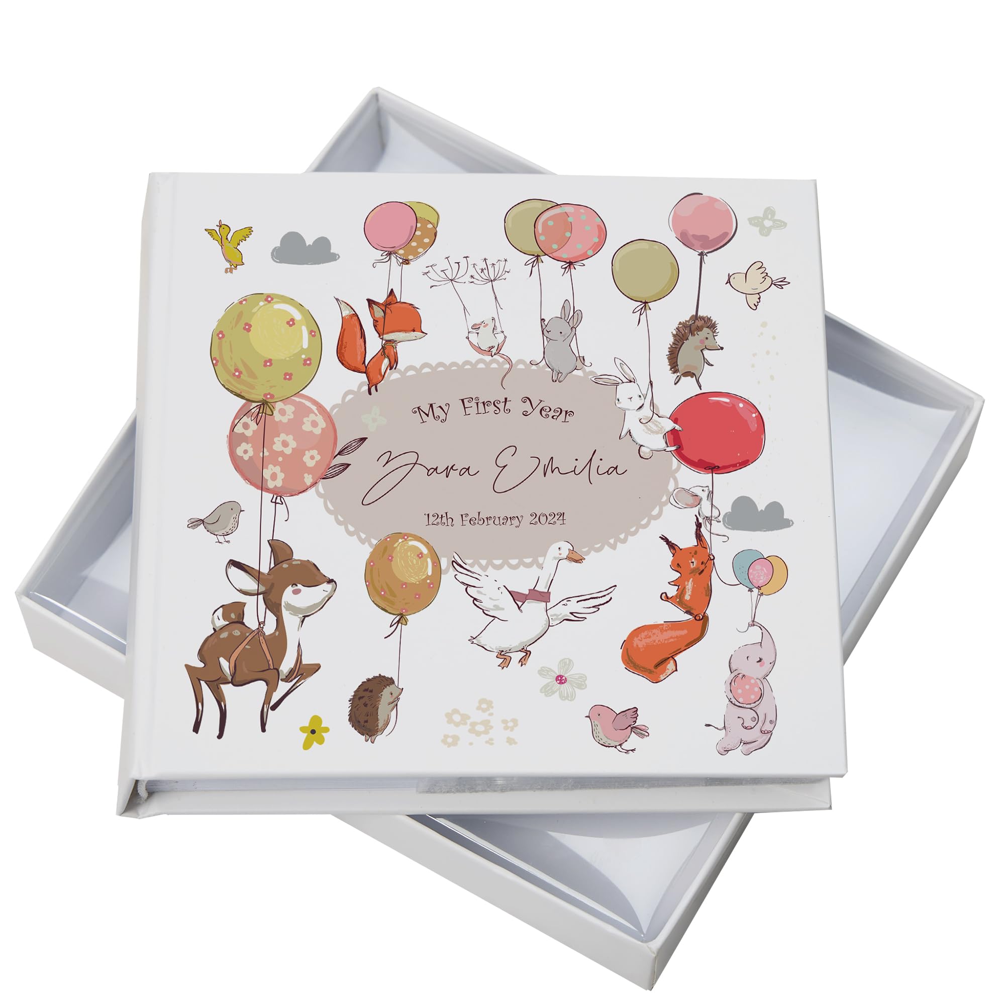 Ukgiftstoreonline White Personalised My First Year Birthday Photo Album