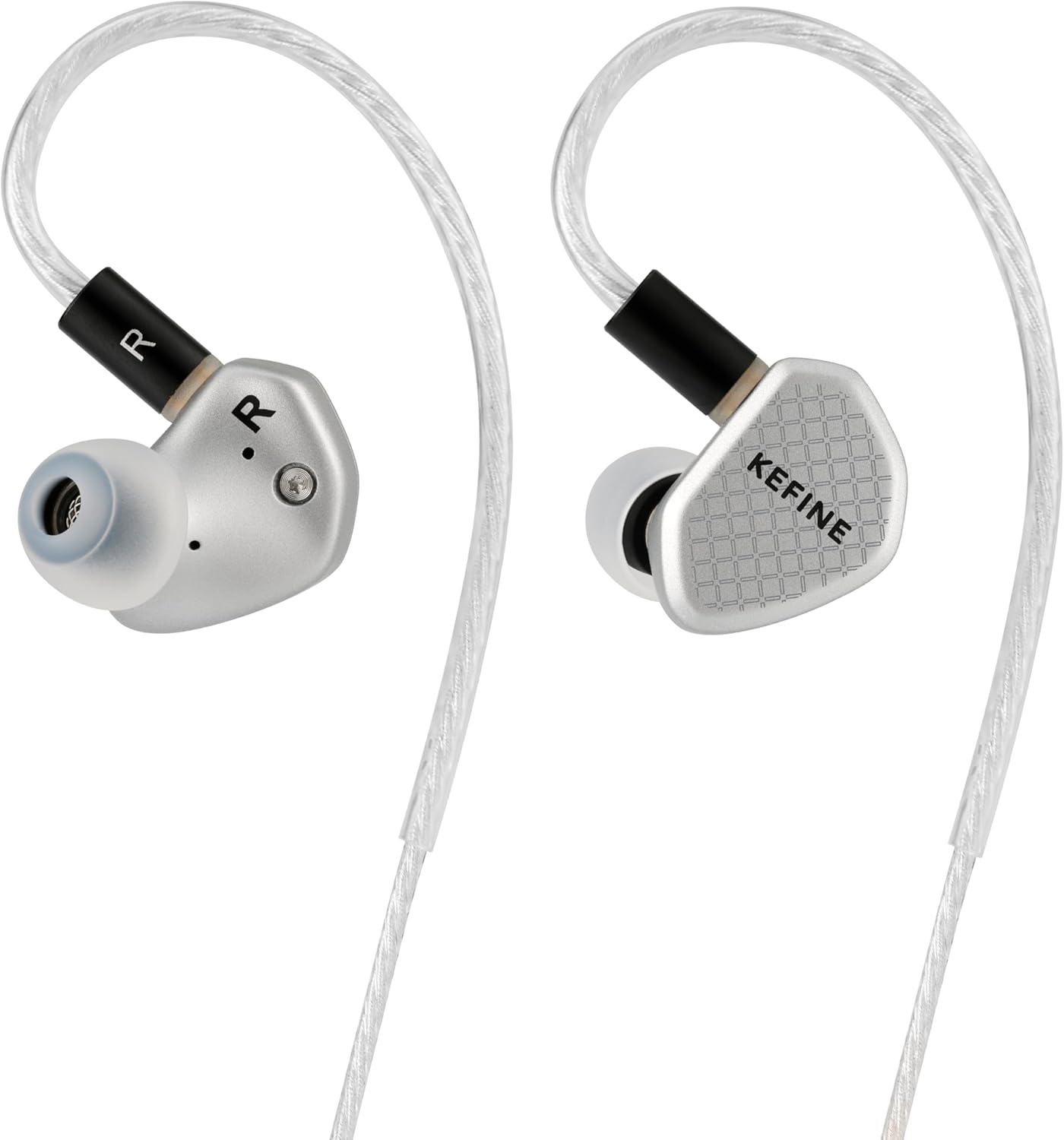 Kefine Klean SV 10mm DLC Diaphgram Dynamic Driver Earphones, 1DD in-Ear Monitor Headphones, HiFi Wired IEM Earbuds with Dual Interchangeable Nozzles Detachable 0.78 2Pin Design (Silver, USB-C Mic)