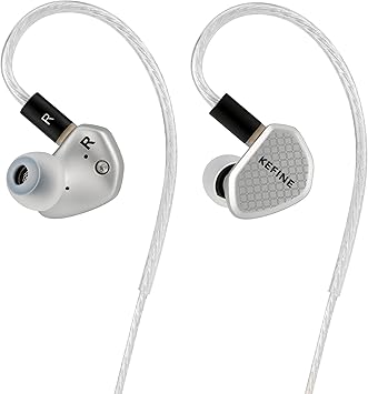 Kefine Klean SV 10mm DLC Diaphgram Dynamic Driver Earphones, 1DD in-Ear Monitor Headphones, HiFi Wired IEM Earbuds with Dual Interchangeable Nozzles Detachable 0.78 2Pin Design Silver, USB-C Mic
