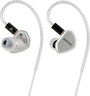 Kefine Klean SV 10mm DLC-Membrane Dynamic Driver Earbuds, 1DD In-Ear Monitor Headphones, HiFi Wired IEM Earbuds with Two Replaceable Tips, Detachable 0.78 2-Pin Design (Silver, 4.4)