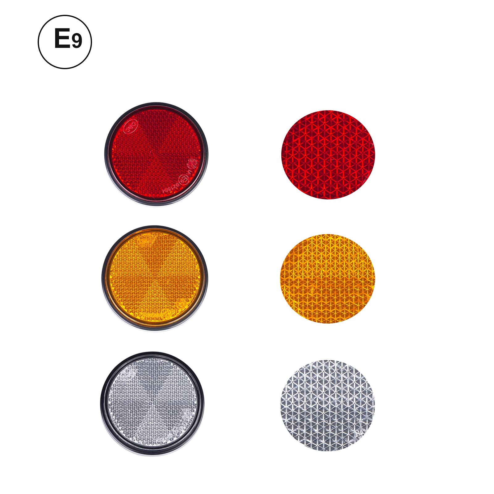 Catarifrangente Rimorchio, 2 x Catarifrangente Triangolare Rosso Fissaggio a Vite, 2 x Rosso 4 x Giallo 2 x Bianco Catarifrangente Autoadesivo Tondi, per Camion Rimorchio RV Caravan