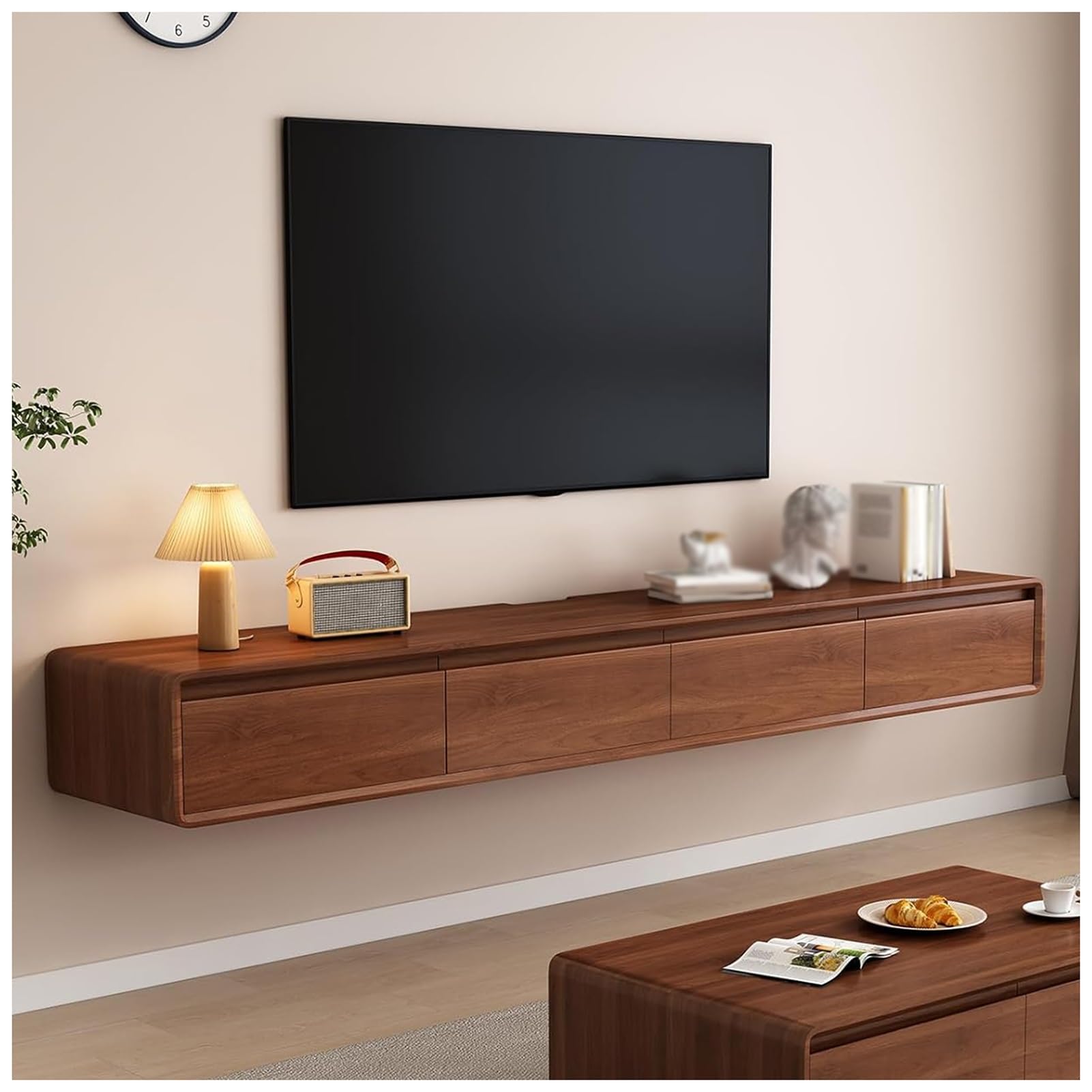 Mueble TV Flotante, Mueble TV Suspendido para Pared, Consola Entretenimiento Moderna, Armario Televisión con Puertas Y Cajones Ideal para Salón Y Dormitorio(BrownC,200cm)