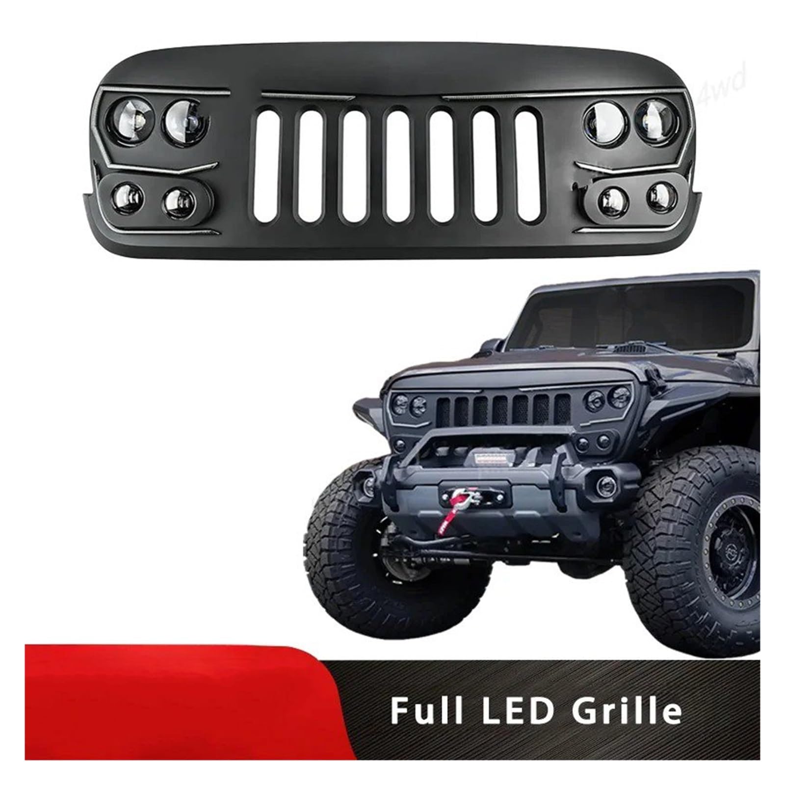 GRILLE PARE CHOCS Pour Jeep Pour Wrangler JK 2007-2018 Style Racing Avec Feux Jour À LED Grilles Pare-chocs Avant Extérieures Tout-terrain 4x4 Calandre Grille Nid D'abeille